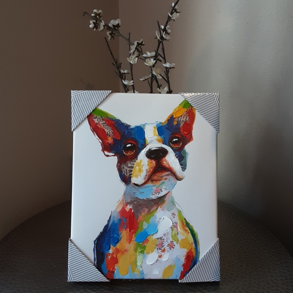 Frenchie Boston Terrier Dog Canvas Print NWT - Picture 2 of 5